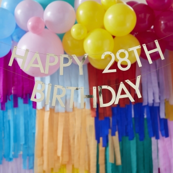 Bunting - Happy Birthday with Numbers to Customise - Gold